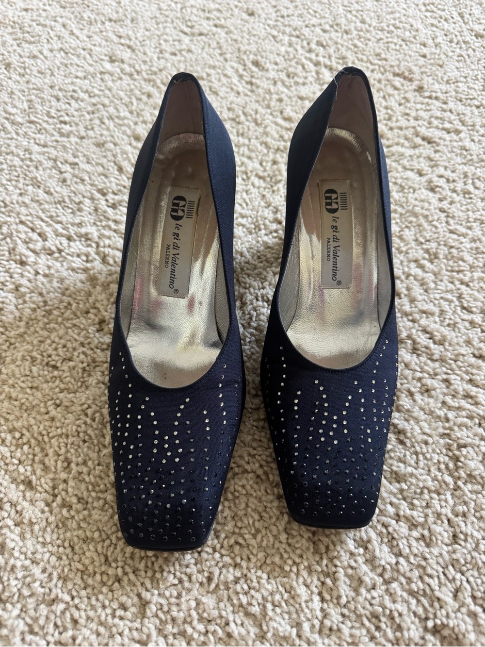Valentino Black Rhinestone Accent Pumps